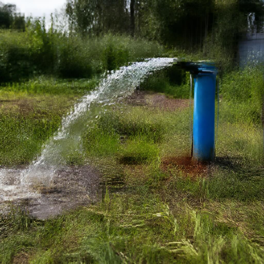 Чистая вода бьёт из новой скважины при прокачке